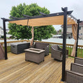 PURPLE LEAF Pergola 10' x 12' Aluminum Retractable Canopy Sun Shade, UV fabric by PURPLELEAF