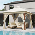 10'x10' Outdoor Gazebo, Wood Grain Frame Heavy Duty Patio Canopy Tent Shelter by LAUSAINTHOME