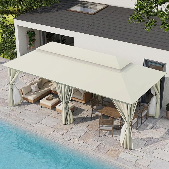 10'x20' Outdoor Gazebo, Metal Frame Heavy Duty Patio Canopy Tent Shelter - Image 4