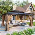 Aoxun 12'x16' Gazebo with Polycarbonate Double Roof, Light Brown | Metal Frame by Aoxun