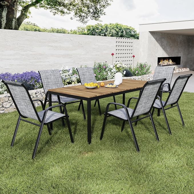 Patio Dining Chairs Set of 8, Outdoor Stackable Dining Chairs - Image 2