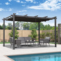 PURPLE LEAF Outdoor Pergola 11' X 13' Retractable Canopy Aluminum, Custom Shade by PURPLELEAF