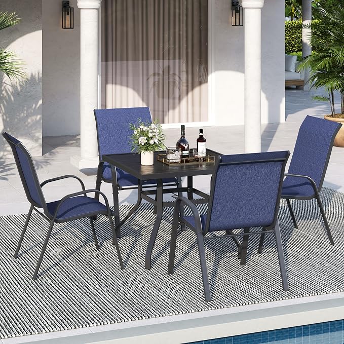Patio Dining Chairs Set of 4, Outdoor Stackable Dining Chairs High Back by VonzoyHome