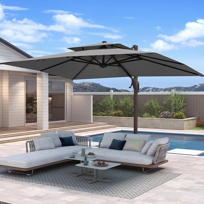 10 X 13 FT Cantilever Patio Outdoor Umbrella, Heavy Duty Aluminum Frame by Unknown