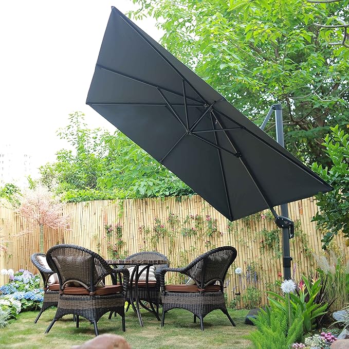 PURPLE LEAF Outdoor Umbrella 8' x 8' Square Premium Sun Protection Grey | - Image 3