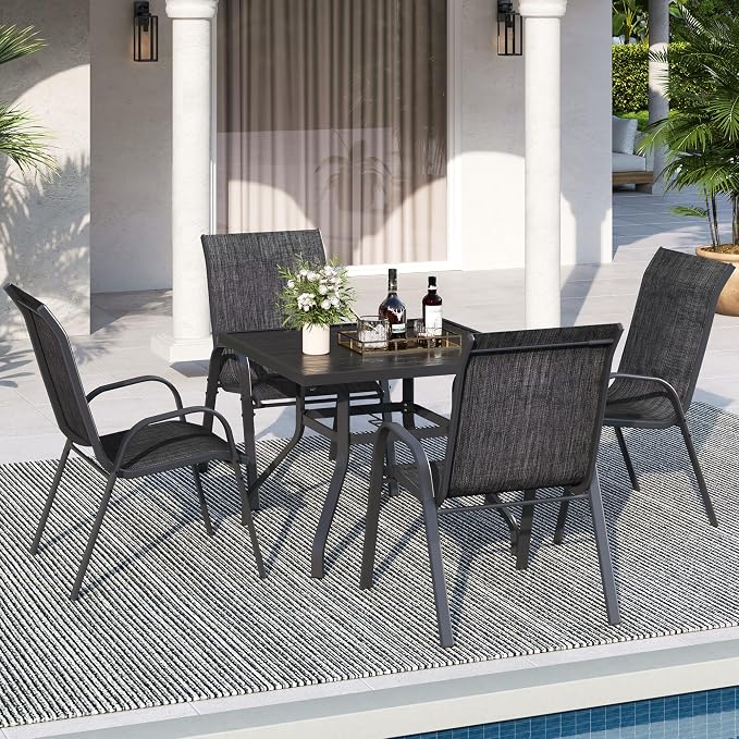 Patio Dining Chairs Set of 8, Stackable Dining Chairs High Back, Breathable - Image 2