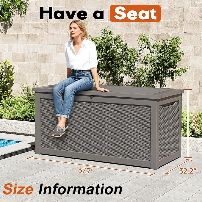 Outdoor Deck Storage Box, Resin Deck Boxes Indoor and outdoor, Waterproof - Image 2