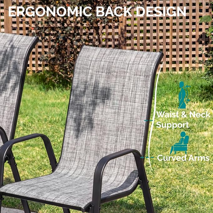MAMIZO Patio Dining Chairs, Stackable Textilene Chair Set of 6, - Image 6
