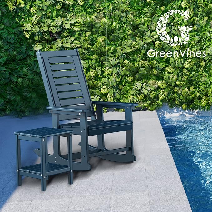 GREENVINES Outdoor Rocking Chairs Set, 2 Rockers w/ 1 Side Table - Image 2