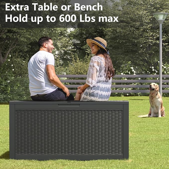 120 Gallon Waterproof Large Resin Deck Box, Lockable Large Outdoor Storage - Image 5