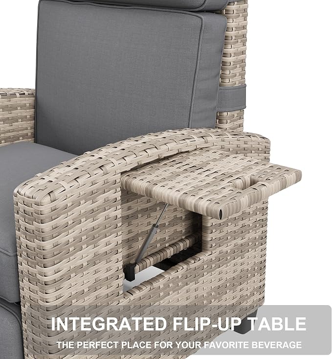 Recliner Chair Wicker, Adjustable Patio Lounge Chair, - Image 9