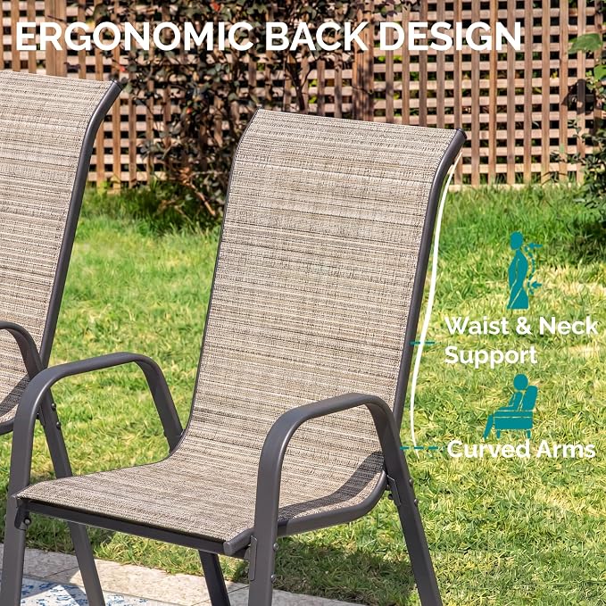 MAMIZO Patio Dining Chairs, Stackable Textilene Chair Set of 6, - Image 6