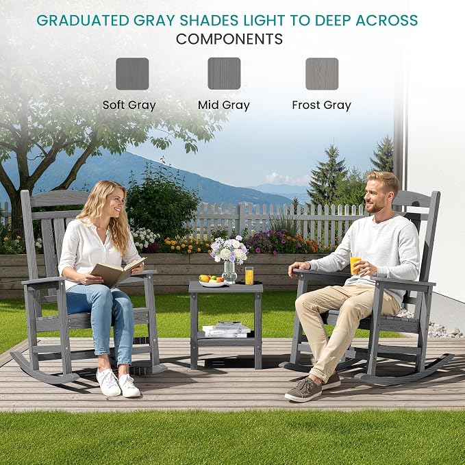 SERWALL Outdoor Rocking Chair Set of 2, Patio Rocking Chair, Porch Rocker - Image 3