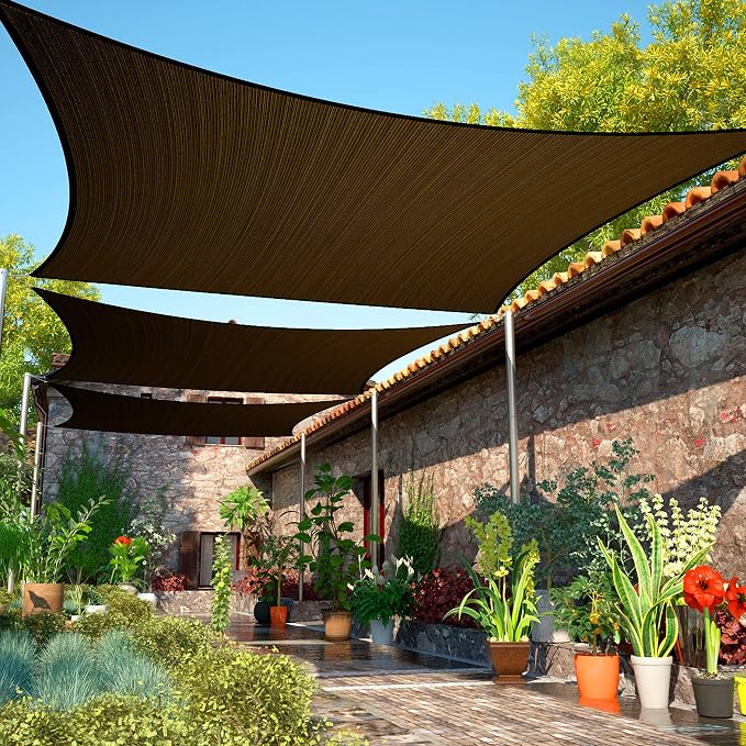 11' x 20' Brown Sun Shade Sail Rectangle SMSLR Canopy Fabric Cloth Screen by ShadeMart