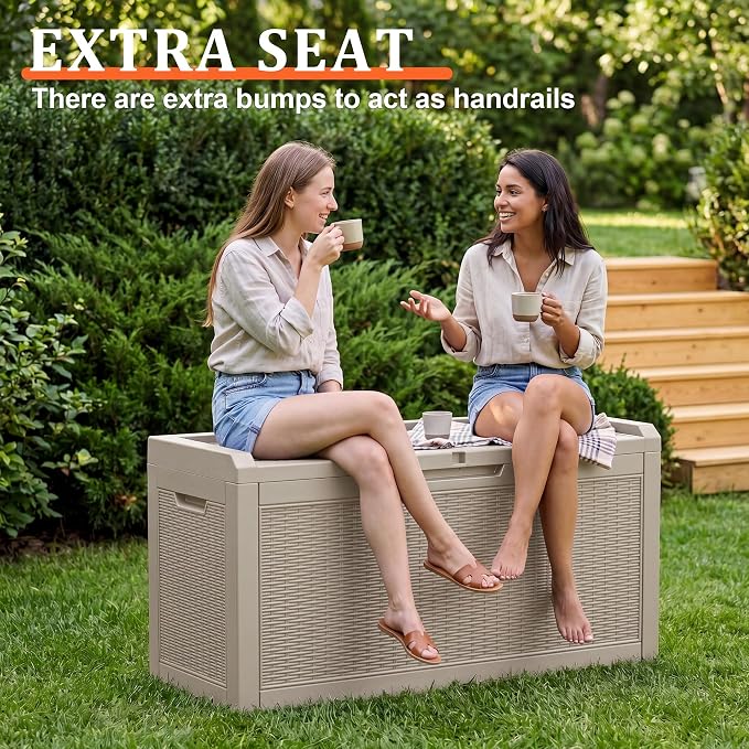 70 Gal Waterproof Outdoor Storage Box UV Resistant Deck Box | Storage bench - Image 2