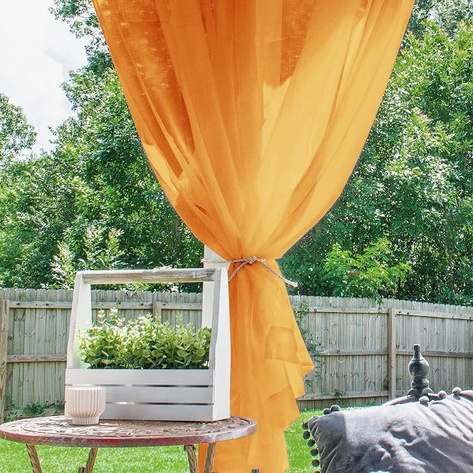 Outdoor Sheer Curtains for Patio Waterproof, 4 Panels Rod Pocket Indoor/Outdoor - Image 4
