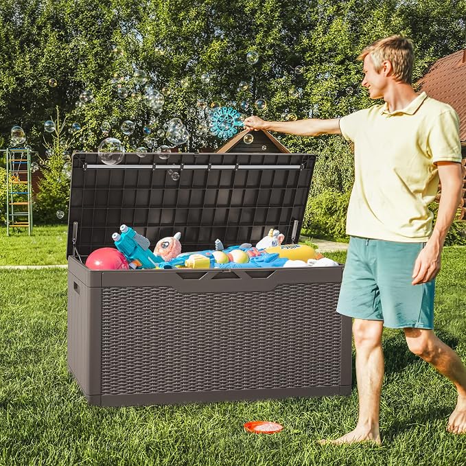 Greesum 100 Gallon Resin Deck Box Large Outdoor Storage - Image 6