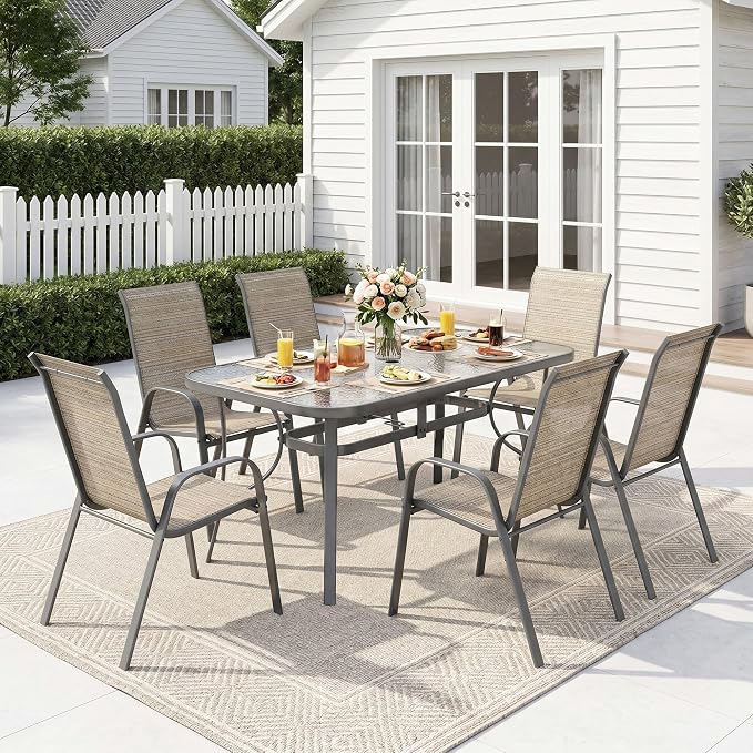 MAMIZO Patio Dining Chairs, Stackable Textilene Chair Set of 4, - Image 8