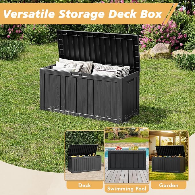 Fancyango 75 Gallon Outdoor Deck Box Waterproof, Large Storage Box - Image 5