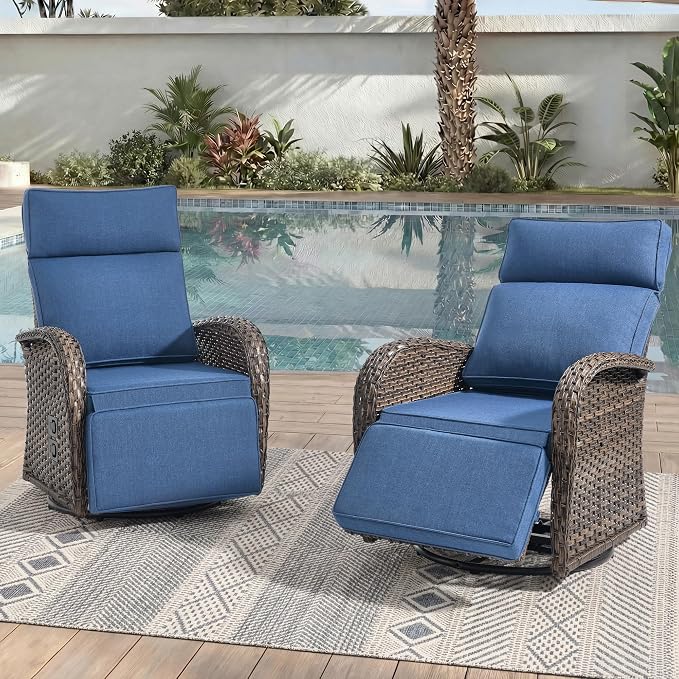 Zero Gravity Patio Swivel Recliner Chairs Set of 2 by JelwalyPatioFurnitureSet