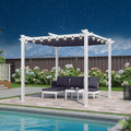 PURPLE LEAF Patio White Pergola 10' x 10' w/Light, Extra Canopy, aluminum frame by Unknown
