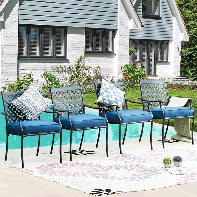 Patio Dining Chairs Stackable Outdoor Chairs Dining Furniture Set of 4 - Image 3