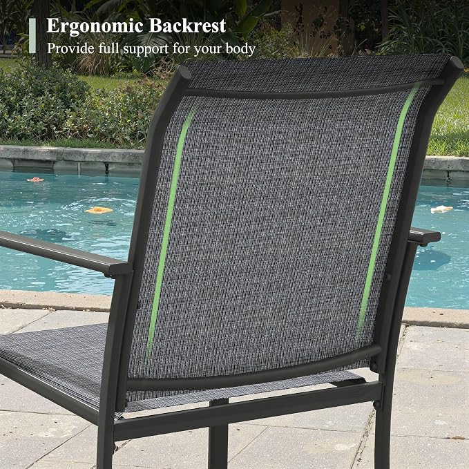 Outdoor Chairs Set of 6, Stackable Patio Dining Chairs - Image 6