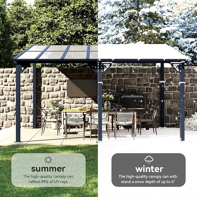 Aoxun 14’x10’ Gazebo with Aluminum Frame & Polycarbonate Panel, Outdoor Patio - Image 6