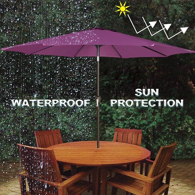 9' Outdoor Patio Umbrella, Outdoor Table Umbrella, Yard Umbrella, Market - Image 6