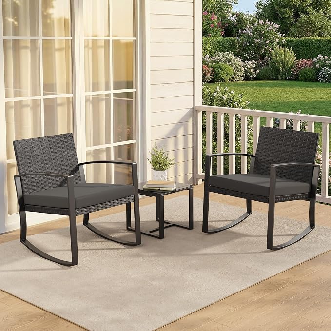 Qsun 3 Pieces Patio Furniture Set Rocking Bistro Set, Outdoor Patio Furniture - Image 7