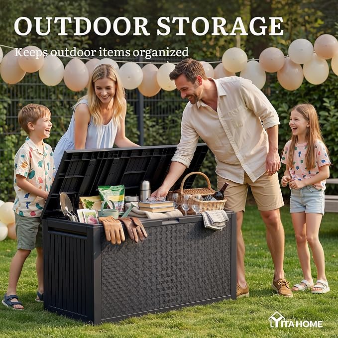 YITAHOME 95 Gallon Large Outdoor Deck Box | Lockable Waterproof Resin Storage - Image 5