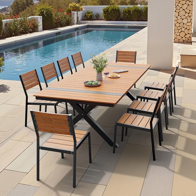 Pellebant Stackable Outdoor Patio Dining Chairs Set of 4 | Aluminum Armless - Image 9