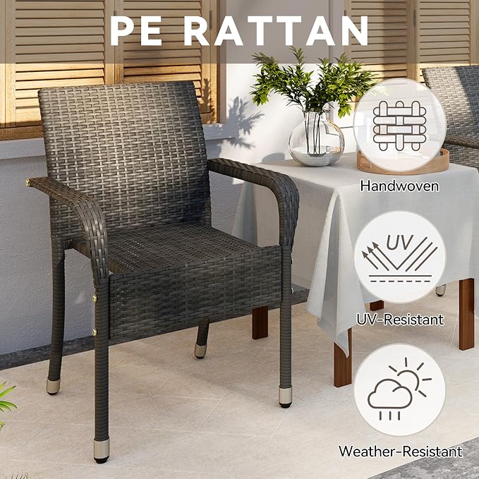 Yaheetech Set of 2 Stackable Outdoor Rattan Dining Chairs, All-Weather Firepits - Image 7