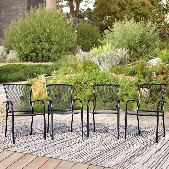 Patio Dining Chairs Set of 8, Metal Mesh Patio Furniture Set - Image 2