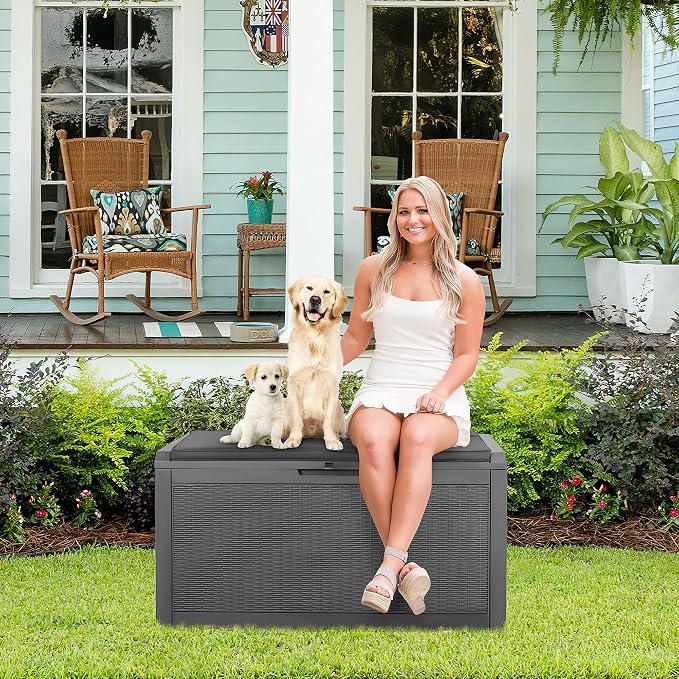Devoko 100 Gallon Resin Waterproof Outdoor Storage Box - Image 2
