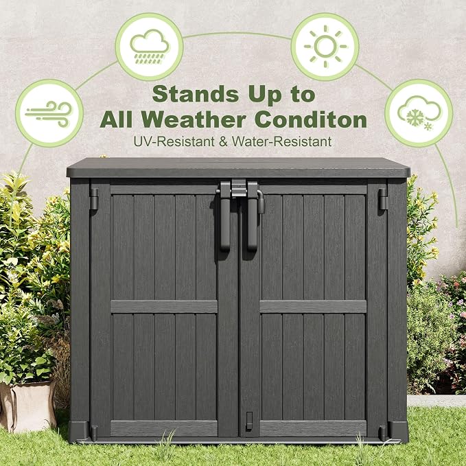 36 Cu Ft Horizontal Resin Storage Shed, Weatherproof Outdoor Storage Cabinet - Image 4