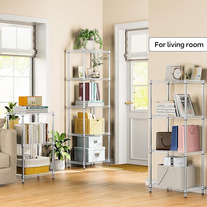 M MZG 3 Tiers Shelf Metal Storage Shelves Wire Rack Closet Organizers - Image 2