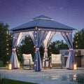 8'x8' Outdoor Gazebo, Metal Frame Heavy Duty Patio Canopy Tent Shelter by LAUSAINTHOME