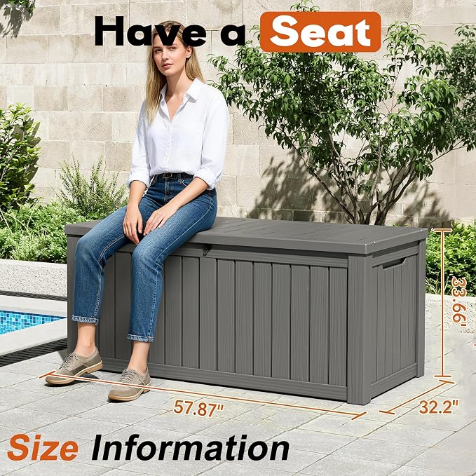 Outdoor Deck Storage Box, Resin Deck Boxes Indoor and outdoor, Waterproof - Image 2