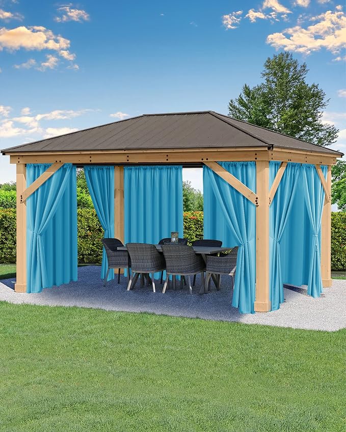 Outdoor Curtains for Patio Waterproof Rod Pocket 4 Pcs 54x95 Inch Teal | by HolidayIdeas