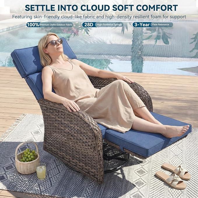 3 Pieces Zero Gravity Patio Swivel Recliner Chairs Set of 2 - Image 5