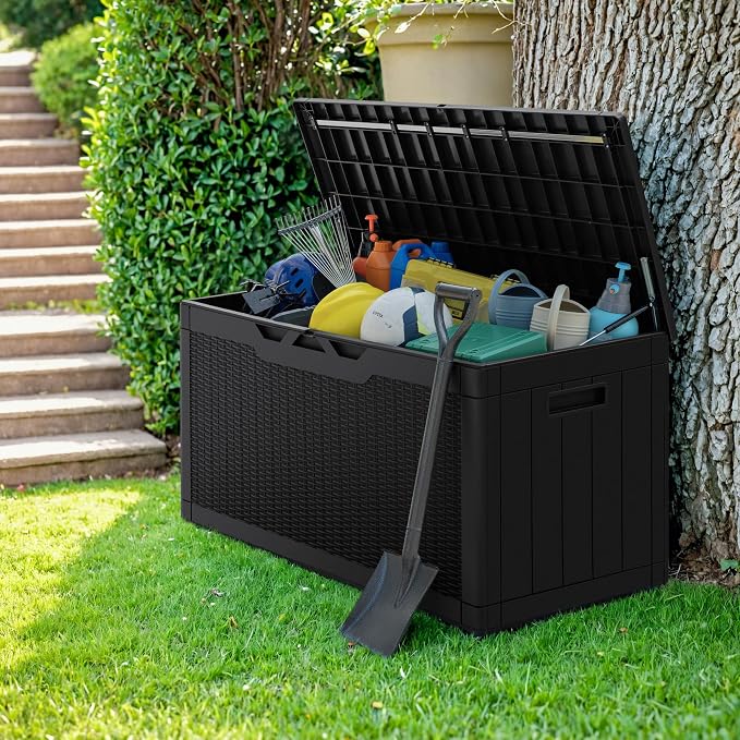 Greesum 100 Gallon Resin Deck Box, Outdoor Storage - Image 6