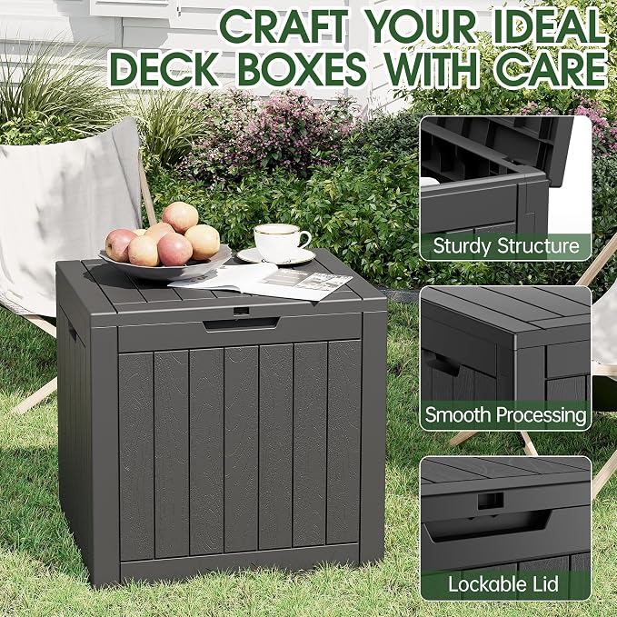 Deck Box, 35 Gallon Resin Indoor and Outdoor Storage Boxes Waterproof - Image 4