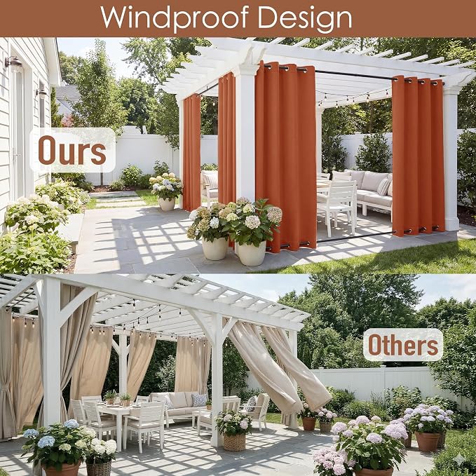 RYB HOME 2 Panels Outdoor Curtains - Image 2
