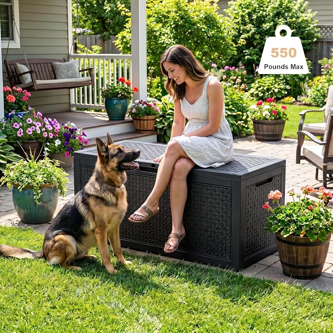 110 Gal Waterproof Outdoor Storage Box UV Resistant Deck Box | Extra-large - Image 4
