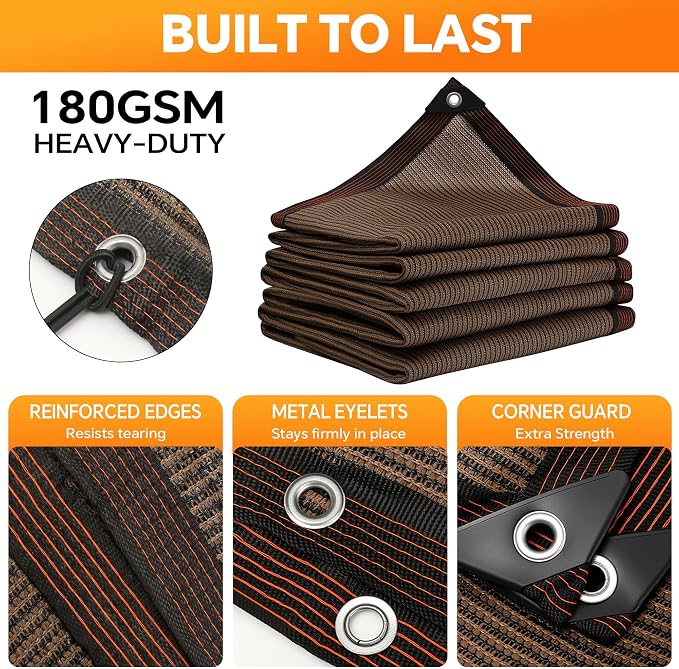 90% Sun Shade Cloth with Grommets, Breathable HDPE Mesh Tarp - Image 4