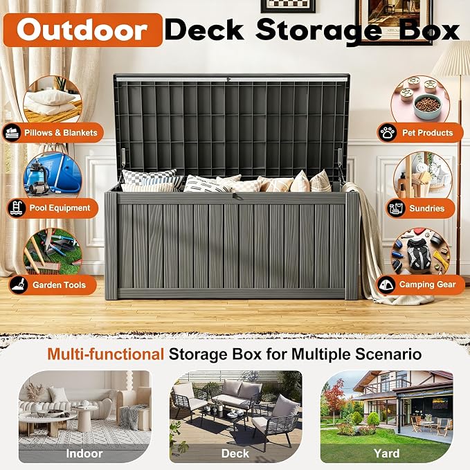 Outdoor Deck Storage Box, Resin Deck Boxes Indoor and outdoor, Waterproof - Image 5