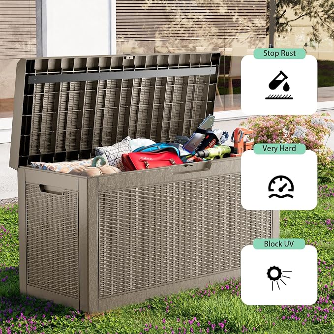 ROJIK Outdoor Storage Housing Deck Box, Waterproof Patio Furniture, Garden Tools - Image 6
