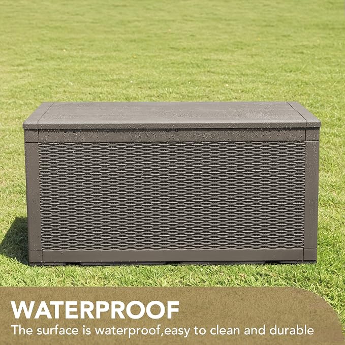 Devoko 100 Gallon Waterproof Resin Deck Box, Large Outdoor Storage Box | Indoor - Image 4