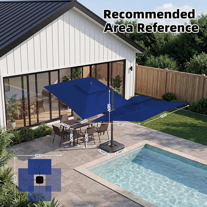 10x10 FT Outdoor Cantilever Patio Umbrella, Waterproof & UV-Protective Fabric - Image 5